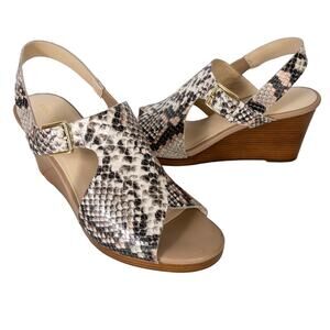 Cole Haan Philomina Python Snakeskin Wedge Heel Sandals Sz 7